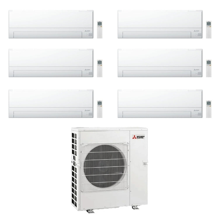 Mitsubishi 6-fach-Split-Klimagerät MSZ-BT, Wandgerät, Inverter, WLAN, Weiß – Außengerät R32 12 kW, Innengeräte 7000+7000+12000+12000+12000+12000 BTU MXZ-6F120VF+MSZ-BT[20|20|35|35|35|35]VGK