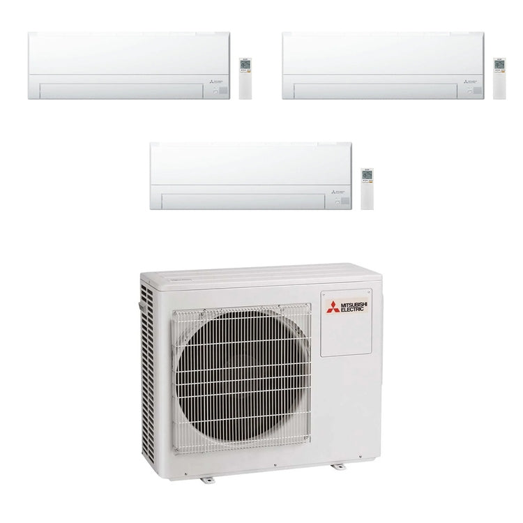 Mitsubishi 3-fach-Split-Klimagerät MSZ-BT, Wandgerät, Inverter, WLAN, Weiß – Außengerät R32 7,2 kW, Innengeräte 9000+9000+12000 BTU MXZ-4F72VF+MSZ-BT[25|25|35]VGK