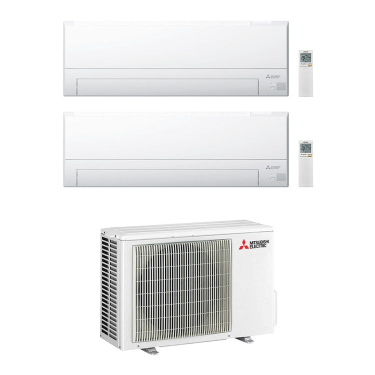 Mitsubishi 2-fach-Split-Klimagerät MSZ-BT, Wandgerät, Inverter, WLAN, Weiß – Außengerät R32 5,3 kW, Innengeräte 9000+9000 BTU MXZ-2F53VF+MSZ-BT[25|25]VGK