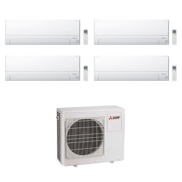 Mitsubishi 4-fach-Split-Klimagerät MSZ-BT, Wandgerät, Inverter, WLAN, Weiß – Außengerät R32 8 kW, Innengeräte 9000+9000+9000+9000 BTU MXZ-4F80VF+MSZ-BT[25|25|25|25]VGK