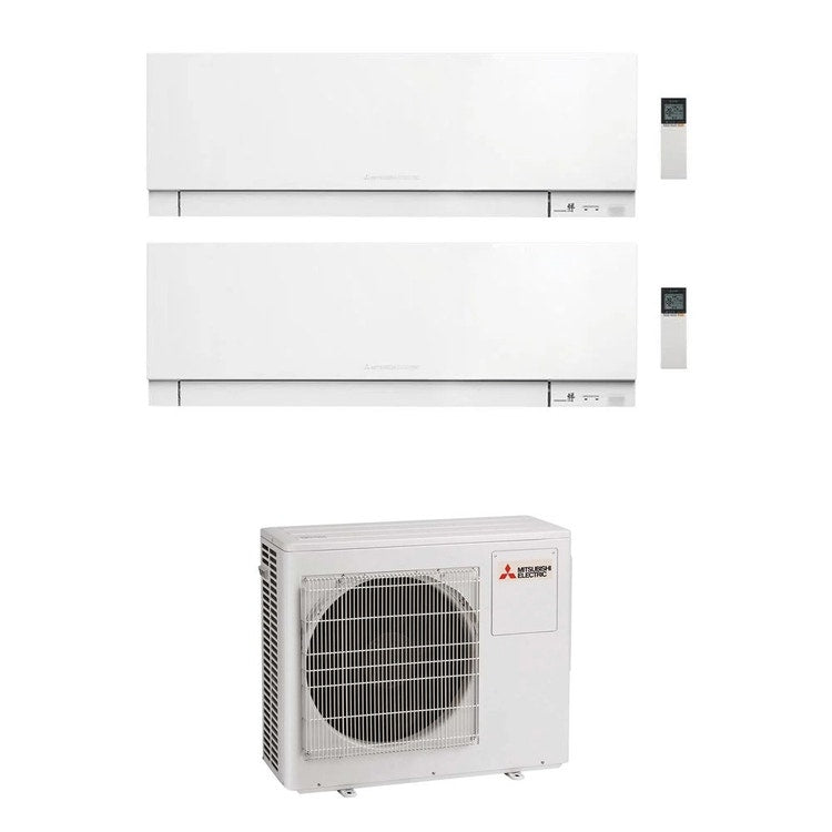 Mitsubishi 2-fach-Split-Klimagerät MSZ-EF Kirigamine Zen, Wandgerät, Inverter, WLAN, Weiß – Außengerät R32 8 kW, Innengeräte 15000+18000 BTU MXZ-4F80VF+MSZ-EF[42|50]VGKW