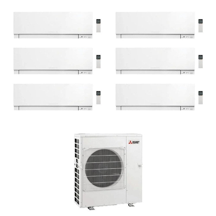 Mitsubishi 6-fach-Split-Klimagerät MSZ-EF Kirigamine Zen, Wandgerät, Inverter, WLAN, Weiß – Außengerät R32 12 kW, Innengeräte 7000+7000+7000+9000+12000+18000 BTU MXZ-6F120VF+MSZ-EF[22|22|22|25|35|50]VGKW