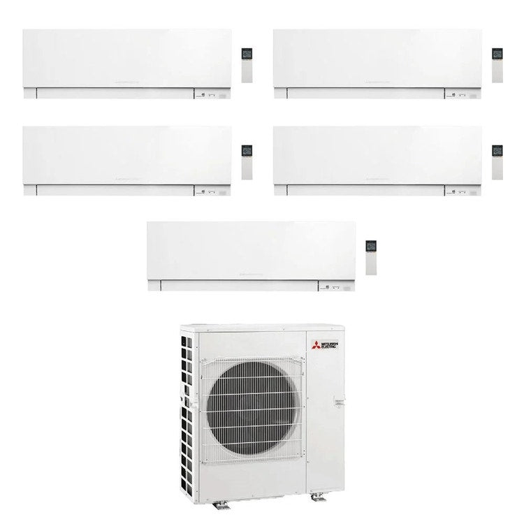 Mitsubishi 5-fach-Split-Klimagerät MSZ-EF Kirigamine Zen, Wandgerät, Inverter, WLAN, Weiß – Außengerät R32 12 kW, Innengeräte 7000+9000+9000+9000+18000 BTU MXZ-6F120VF+MSZ-EF[22|25|25|25|50]VGKW
