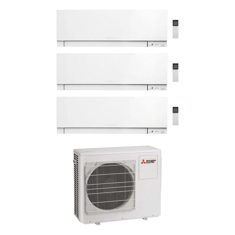 Mitsubishi 3-fach-Split-Klimagerät MSZ-EF Kirigamine Zen, Wandgerät, Inverter, WLAN, Weiß – Außengerät R32 8 kW, Innengeräte 5000+5000+15000 BTU MXZ-4F80VF+MSZ-EF[18|18|42]VGKW