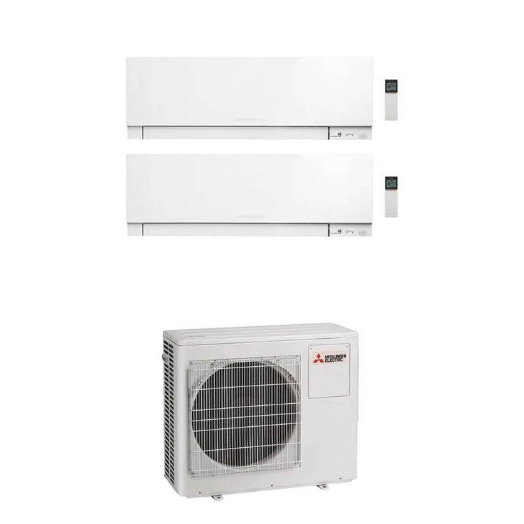 Mitsubishi 2-fach-Split-Klimagerät MSZ-EF Kirigamine Zen, Wandgerät, Inverter, WLAN, Weiß – Außengerät R32 6,8 kW, Innengeräte 12000+18000 BTU MXZ-3F68VF+MSZ-EF[35|50]VGKW