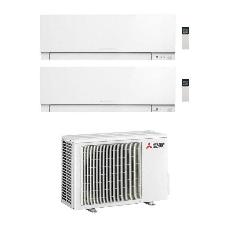 Mitsubishi 2-fach-Split-Klimagerät MSZ-EF Kirigamine Zen, Wandgerät, Inverter, WLAN, Weiß – Außengerät R32 5,3 kW, Innengeräte 7000+9000 BTU MXZ-2F53VF+MSZ-EF[22|25]VGKW