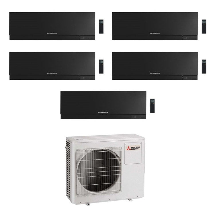 Mitsubishi 5-fach-Split-Klimagerät MSZ-EF Kirigamine Zen, Wandgerät, Inverter, WLAN, Schwarz – Außengerät R32 10,2 kW, Innengeräte 7000+9000+9000+12000+15000 BTU MXZ-5F102VF+MSZ-EF[22|25|25|35|42]VGKB