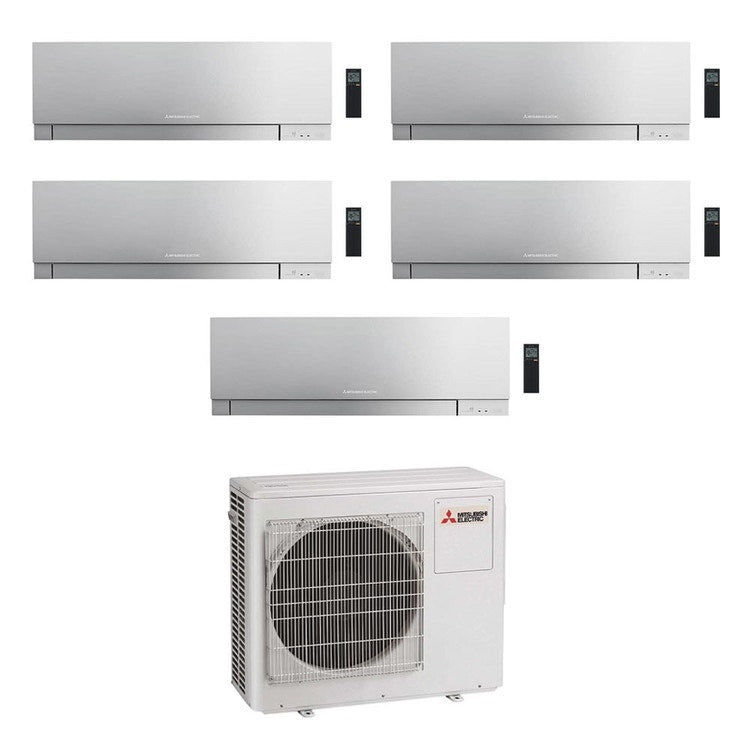 Mitsubishi 5-fach-Split-Klimagerät MSZ-EF Kirigamine Zen, Wandgerät, Inverter, WLAN, Silber – Außengerät R32 10,2 kW, Innengeräte 9000+9000+9000+9000+12000 BTU MXZ-5F102VF+MSZ-EF[25|25|25|25|35]VGKS
