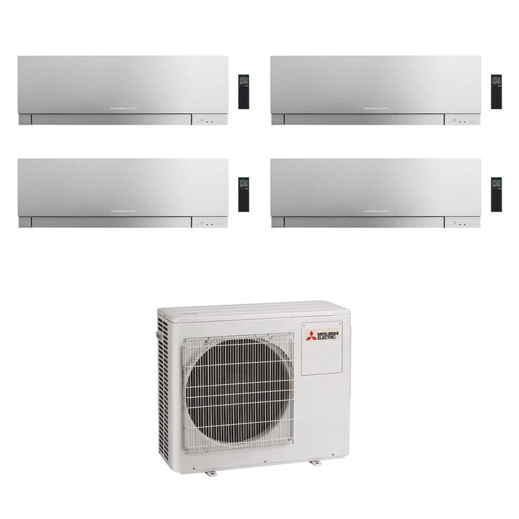 Mitsubishi 4-fach-Split-Klimagerät MSZ-EF Kirigamine Zen, Wandgerät, Inverter, WLAN, Silber – Außengerät R32 7,2 kW, Innengeräte 7000+7000+7000+18000 BTU MXZ-4F72VF+MSZ-EF[22|22|22|50]VGKS