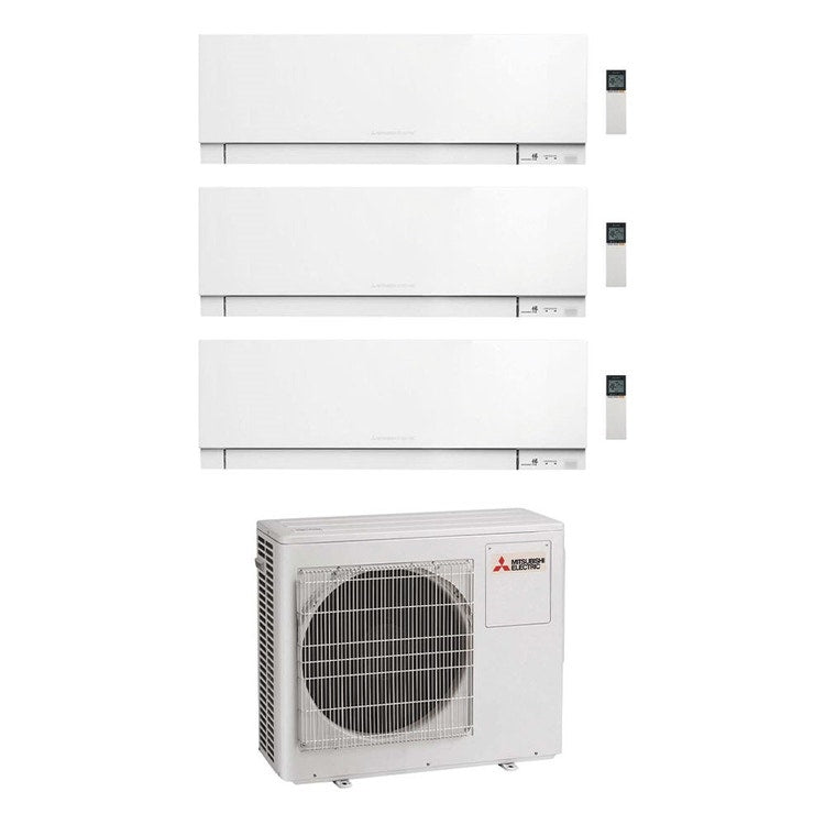 Mitsubishi 3-fach-Split-Klimagerät MSZ-EF Kirigamine Zen, Wandgerät, Inverter, WLAN, Weiß – Außengerät R32 5,4 kW, Innengeräte 9000+12000+12000 BTU MXZ-3F54VF+MSZ-EF[25|35|35]VGKW