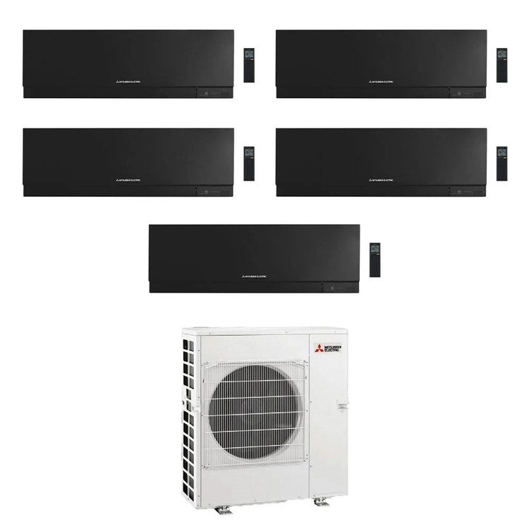 Mitsubishi 5-fach-Split-Klimagerät MSZ-EF Kirigamine Zen, Wandgerät, Inverter, WLAN, Schwarz – Außengerät R32 12 kW, Innengeräte 9000+9000+12000+15000+15000 BTU MXZ-6F120VF+MSZ-EF[25|25|35|42|42]VGKB