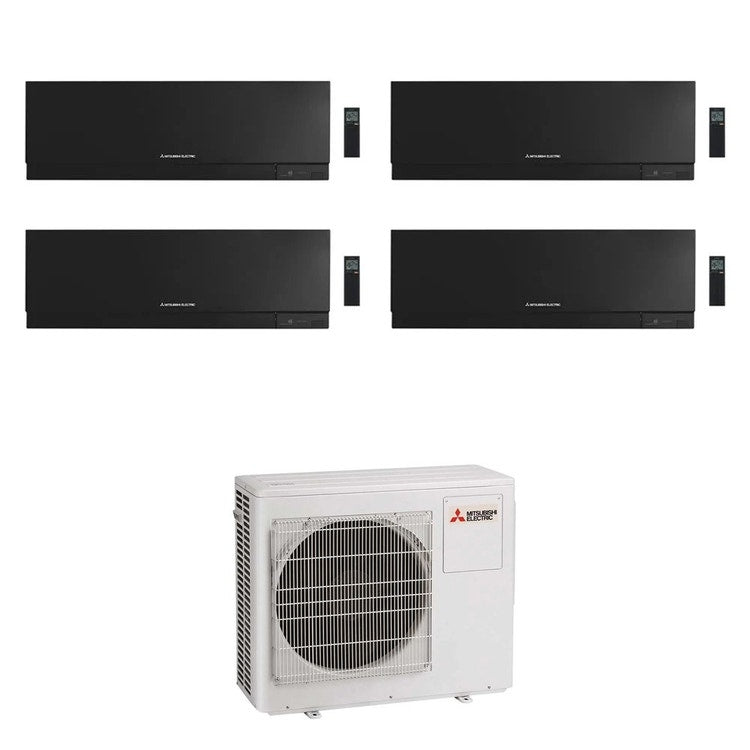 Mitsubishi 4-fach-Split-Klimagerät MSZ-EF Kirigamine Zen, Wandgerät, Inverter, WLAN, Schwarz – Außengerät R32 10,2 kW, Innengeräte 7000+7000+7000+12000 BTU MXZ-5F102VF+MSZ-EF[22|22|22|35]VGKB