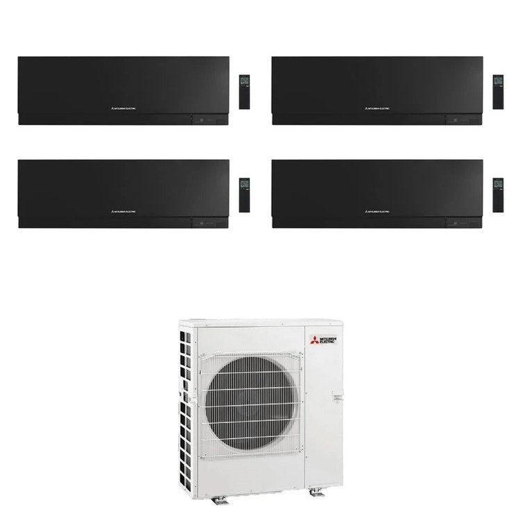 Mitsubishi 4-fach-Split-Klimagerät MSZ-EF Kirigamine Zen, Wandgerät, Inverter, WLAN, Schwarz – Außengerät R32 12 kW, Innengeräte 7000+9000+12000+18000 BTU MXZ-6F120VF+MSZ-EF[22|25|35|50]VGKB