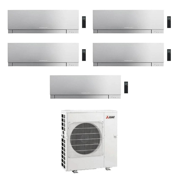 Mitsubishi 5-fach-Split-Klimagerät MSZ-EF Kirigamine Zen, Wandgerät, Inverter, WLAN, Silber – Außengerät R32 12 kW, Innengeräte 9000+9000+9000+12000+15000 BTU MXZ-6F120VF+MSZ-EF[25|25|25|35|42]VGKS