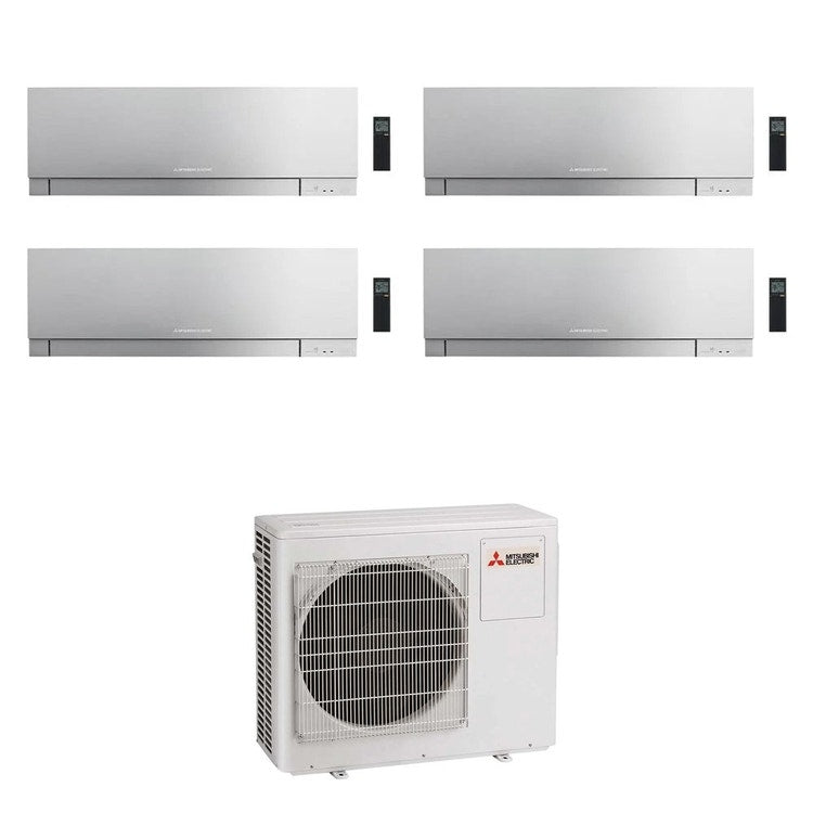 Mitsubishi 4-fach-Split-Klimagerät MSZ-EF Kirigamine Zen, Wandgerät, Inverter, WLAN, Silber – Außengerät R32 10,2 kW, Innengeräte 9000+9000+15000+15000 BTU MXZ-5F102VF+MSZ-EF[25|25|42|42]VGKS