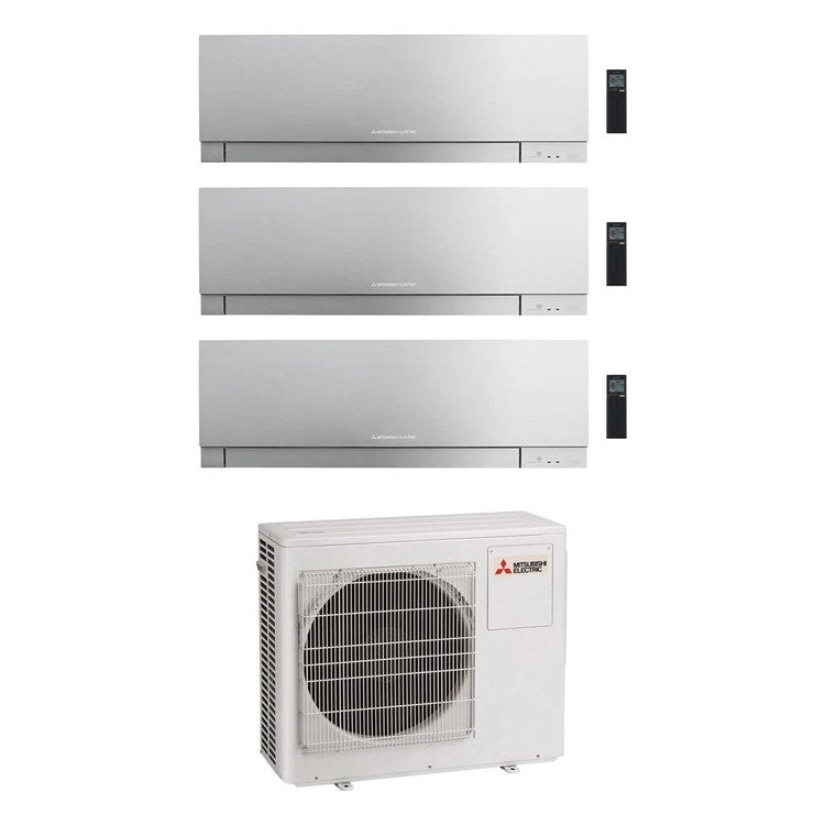 Mitsubishi 3-fach-Split-Klimagerät MSZ-EF Kirigamine Zen, Wandgerät, Inverter, WLAN, Silber – Außengerät R32 10,2 kW, Innengeräte 12000+15000+15000 BTU MXZ-5F102VF+MSZ-EF[35|42|42]VGKS