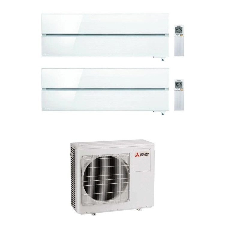 Mitsubishi 2-fach-Split-Klimagerät MSZ-LN Kirigamine Style, Wandgerät, Inverter, WLAN, Pearl White – Außengerät R32 7,2 kW, Innengeräte 9000+9000 BTU MXZ-4F72VF+MSZ-LN[25|25]VG2V