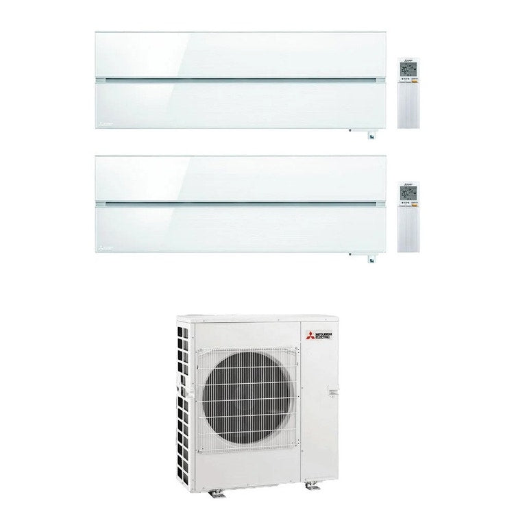 Mitsubishi 2-fach-Split-Klimagerät MSZ-LN Kirigamine Style, Wandgerät, Inverter, WLAN, Pearl White – Außengerät R32 8,3 kW, Innengeräte 12000+12000 BTU MXZ-4F83VFHZ+MSZ-LN[35|35]VG2V