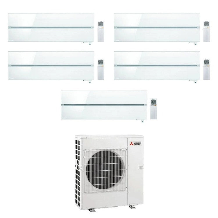 Mitsubishi 5-fach-Split-Klimagerät MSZ-LN Kirigamine Style, Wandgerät, Inverter, WLAN, Pearl White – Außengerät R32 12 kW, Innengeräte 9000+9000+9000+18000+18000 BTU MXZ-6F120VF+MSZ-LN[25|25|25|50|50]VG2V