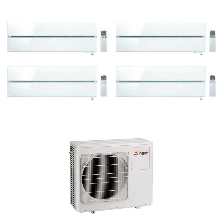 Mitsubishi 4-fach-Split-Klimagerät MSZ-LN Kirigamine Style, Wandgerät, Inverter, WLAN, Pearl White – Außengerät R32 10,2 kW, Innengeräte 9000+12000+12000+12000 BTU MXZ-5F102VF+MSZ-LN[25|35|35|35]VG2V