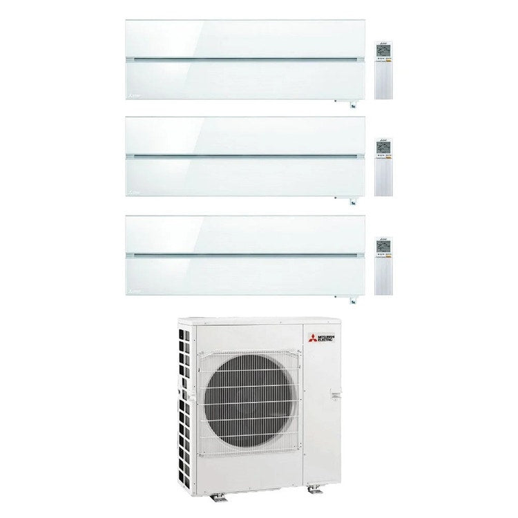 Mitsubishi 3-fach-Split-Klimagerät MSZ-LN Kirigamine Style, Wandgerät, Inverter, WLAN, Pearl White – Außengerät R32 8,3 kW, Innengeräte 9000+12000+18000 BTU MXZ-4F83VFHZ+MSZ-LN[25|35|50]VG2V