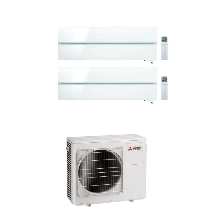 Mitsubishi 2-fach-Split-Klimagerät MSZ-LN Kirigamine Style, Wandgerät, Inverter, WLAN, Weiß – Außengerät R32 6,8 kW, Innengeräte 12000+18000 BTU MXZ-3F68VF-MSZ-LN[35|50]VG2V