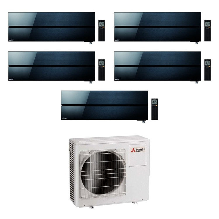 Mitsubishi 5-fach-Split-Klimagerät MSZ-LN Kirigamine Style, Wandgerät, Inverter, WLAN, Schwarz – Außengerät R32 10,2 kW, Innengeräte 9000+9000+9000+12000+18000 BTU MXZ-5F102VF+MSZ-LN[25|25|25|35|50]VGB