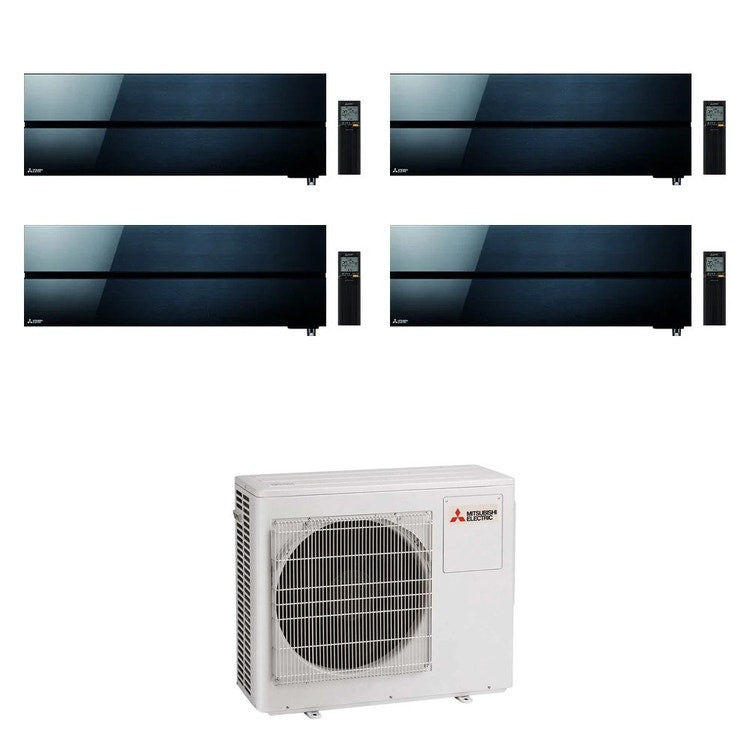 Mitsubishi 4-fach-Split-Klimagerät MSZ-LN Kirigamine Style, Wandgerät, Inverter, WLAN, Onyx Black – Außengerät R32 10,2 kW, Innengeräte 9000+9000+18000+18000 BTU MXZ-5F102VF+MSZ-LN[25|25|50|50]VG2B
