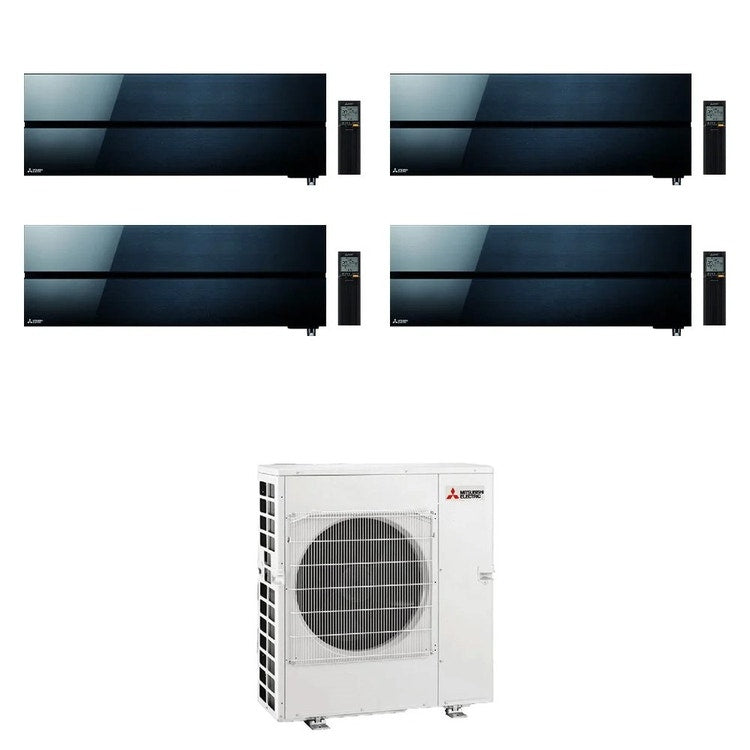 Mitsubishi 4-fach-Split-Klimagerät MSZ-LN Kirigamine Style, Wandgerät, Inverter, WLAN, Onyx Black – Außengerät R32 12 kW, Innengeräte 9000+9000+9000+12000 BTU MXZ-6F120VF+MSZ-LN[25|25|25|35]VG2B