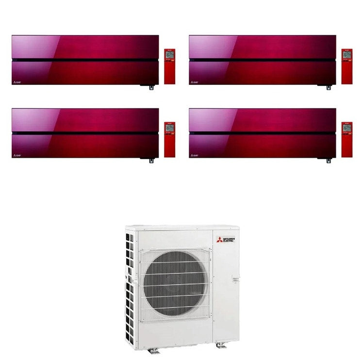 Mitsubishi 4-fach-Split-Klimagerät MSZ-LN Kirigamine Style, Wandgerät, Inverter, WLAN, Ruby Red – Außengerät R32 8,3 kW, Innengeräte 9000+9000+9000+12000 BTU MXZ-4F83VFHZ+MSZ-LN[25|25|25|35]VG2R