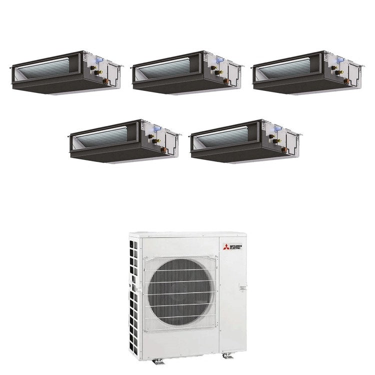 Mitsubishi 5-fach-Split-Klimagerät Kanalgerät mittlere Pressung Gewerbe, Inverter – Außengerät R32 12 kW, Innengeräte 12000+12000+12000+12000+12000 BTU MXZ-6F120VF+PEAD-M[35|35|35|35|35]JA2