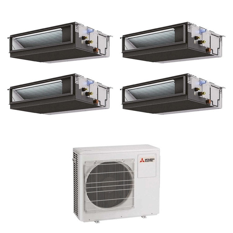 Mitsubishi 4-fach-Split-Klimagerät Kanalgerät mittlere Pressung Gewerbe, Inverter – Außengerät R32 10,2 kW, Innengeräte 12000+12000+12000+12000 BTU MXZ-5F102VF+PEAD-M[35|35|35|35]JA2