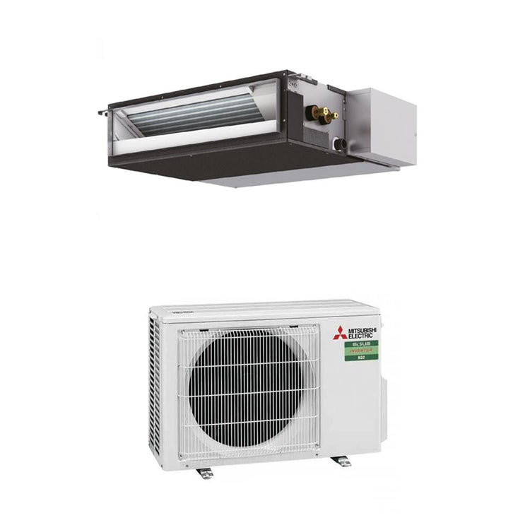 Mitsubishi Monosplit-Klimagerät SEZ-M Kanalgerät kompakt, Inverter – Außengerät 2,5 kW, Innengerät 9000 BTU SUZ-M25VA+SEZ-M25DA2