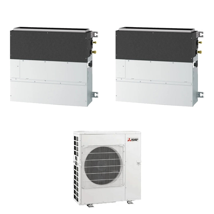 Mitsubishi 2-fach-Split-Klimagerät SFZ-M, Wand-/Truhengerät, Inverter – Außengerät R32 8,3 kW, Innengeräte 9000+21000 BTU MXZ-4F83VFHZ+SFZ-M[25|60]VA