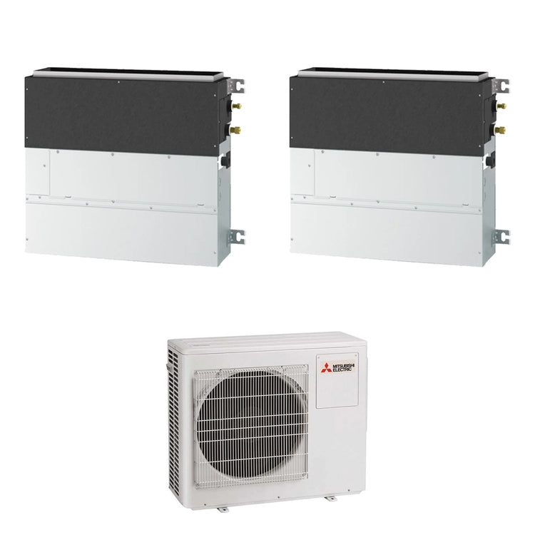 Mitsubishi 2-fach-Split-Klimagerät SFZ-M, Wand-/Truhengerät, Inverter – Außengerät R32 8 kW, Innengeräte 9000+21000 BTU MXZ-4F80VF+SFZ-M[25|60]VA