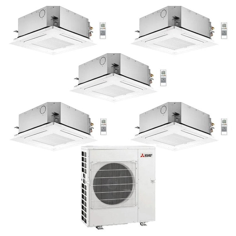 Mitsubishi 5-fach-Split-Klimagerät SLZ-M 4-Wege-Kassette, Inverter – Außengerät R32 12 kW, Innengeräte 9000+9000+9000+12000+12000 BTU MXZ-6F120VF+SLZ-M[25|25|25|35|35]FA2