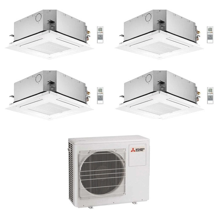 Mitsubishi 4-fach-Split-Klimagerät SLZ-M 4-Wege-Kassette, Inverter – Außengerät R32 10,2 kW, Innengeräte 9000+9000+12000+18000 BTU MXZ-5F102VF+SLZ-M[25|25|35|50]FA2