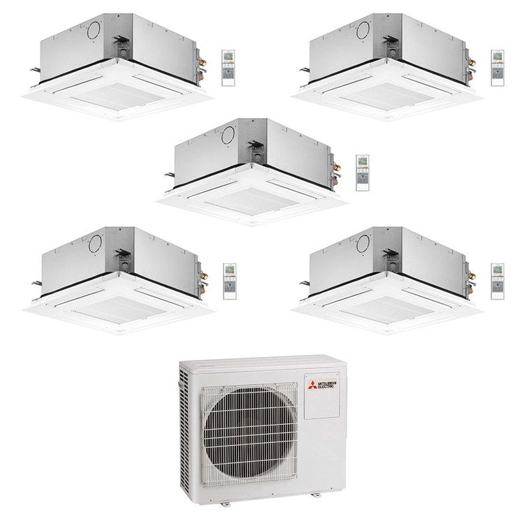 Mitsubishi 5-fach-Split-Klimagerät SLZ-M 4-Wege-Kassette, Inverter – Außengerät R32 10,2 kW, Innengeräte 9000+9000+12000+12000+18000 BTU MXZ-5F102VF+SLZ-M[25|25|35|35|50]FA2