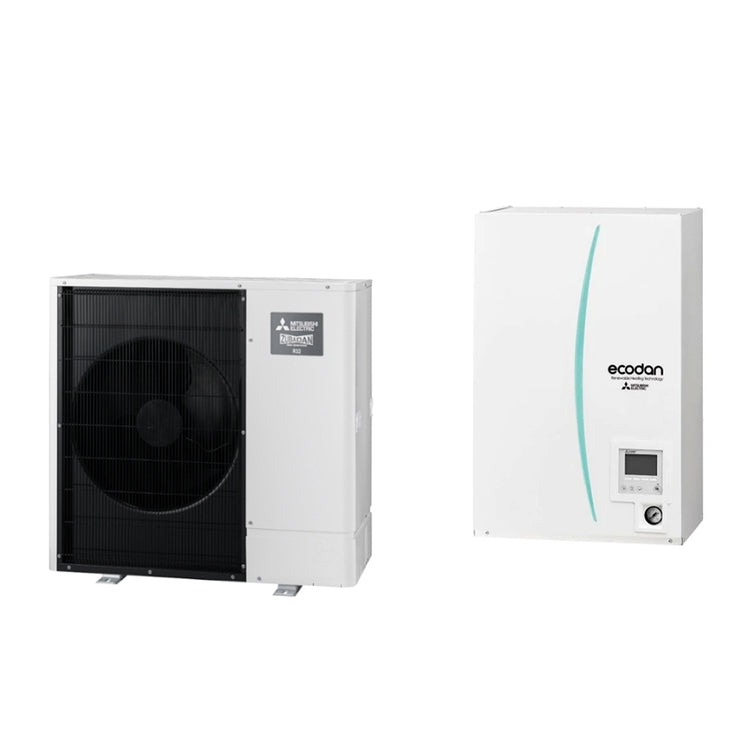 Mitsubishi Hydronisches System bestehend aus Inverter-Wärmepumpe Zubadan 10 kW Drehstrom mit reversibler Hydrobox Medium SPLIT PUZ-SHWM100YAA+ERSF-VM2E