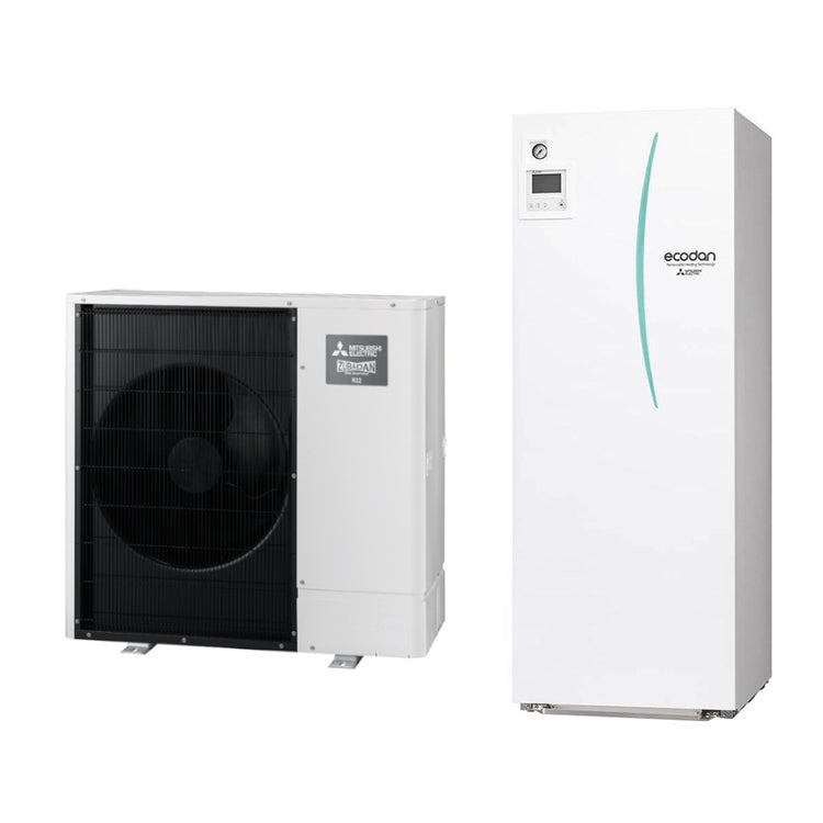 Mitsubishi Hydronisches System bestehend aus Inverter-Wärmepumpe Zubadan 14 kW dreiphasig mit reversiblem Hydrotank Medium 200 Liter SPLIT PUZ-SHWM140YAA+ERST20F-VM2E