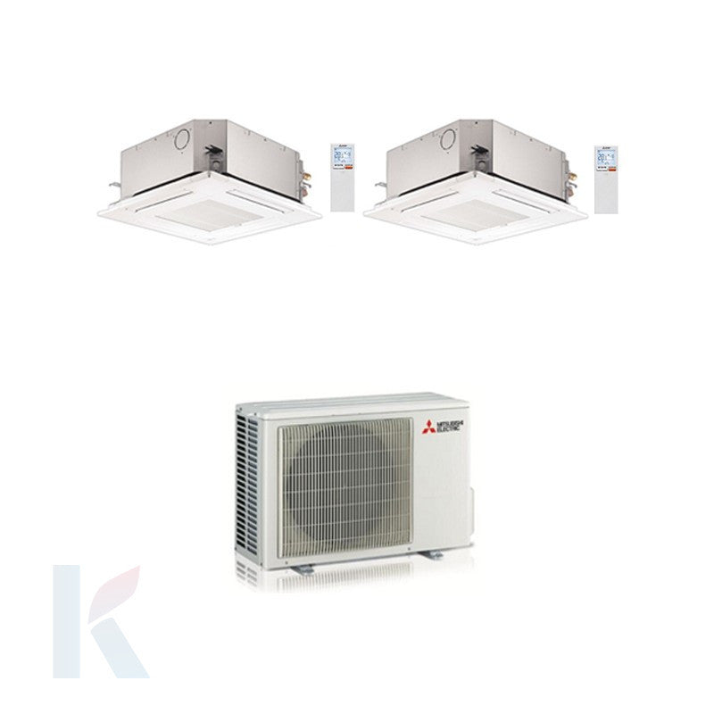 Solarics Mitsubishi 4-way Cassette - 18000 + 18000 BTU - Ext. MXZ-3F54VF – Multisplit-Set