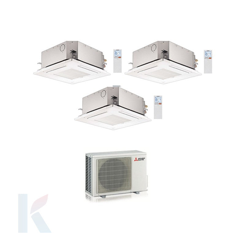 Solarics Mitsubishi 4-way Cassette - 9000 + 18000 + 18000 BTU - Ext. MXZ-4F72VF – Multisplit-Set