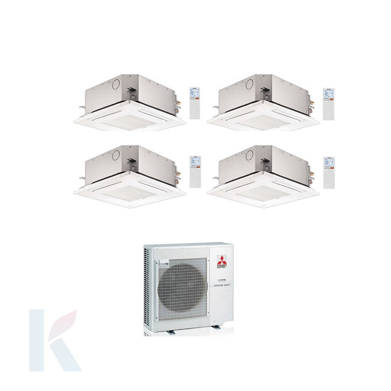 Solarics Mitsubishi 4-Way Cassette - 9000 + 9000 + 18000 + 18000 BTU - Ext. MXZ-5F102VF – Multisplit-Set