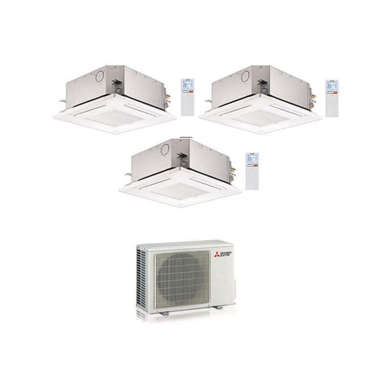Mitsubishi Multisplit-Klimaanlage (3x1) – 4-Wege-Kassette – 9000 + 18000 + 18000 BTU – Ext. MXZ-4F72VF