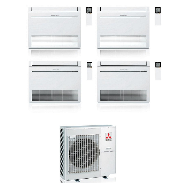 Mitsubishi Multisplit-Klimaanlage (4x1) – Chão – 9000 + 12000 + 12000 + 12000 BTU – Ext. MXZ-4F83VF