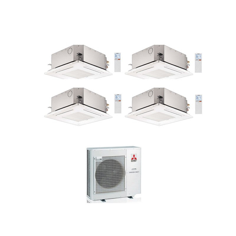 Mitsubishi Multisplit-Klimaanlage (4x1) – 4-Wege-Kassette – 9000 + 12000 + 12000 + 12000 BTU – Ext. MXZ-4F83VF