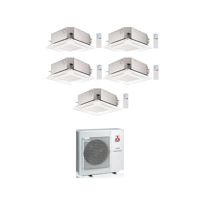 Mitsubishi Multisplit-Klimaanlage (5x1) – 4-Wege-Kassette – 9000 + 9000 + 9000 + 12000 + 12000 BTU – ext. MXZ-5F102VF