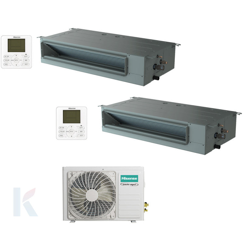 Solarics Hisense Duct - 9000 + 9000 BTU - Ext. 2AMW42U4RGC – Multisplit Set Klimagerät (2x1)