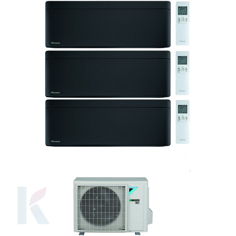 Solarics Daikin stilvolles Schwarz - 9000 + 9000 + 12000 BTU - ext. 3MXM52A9 – Multisplit-Set-Klimaanlage (3x1)