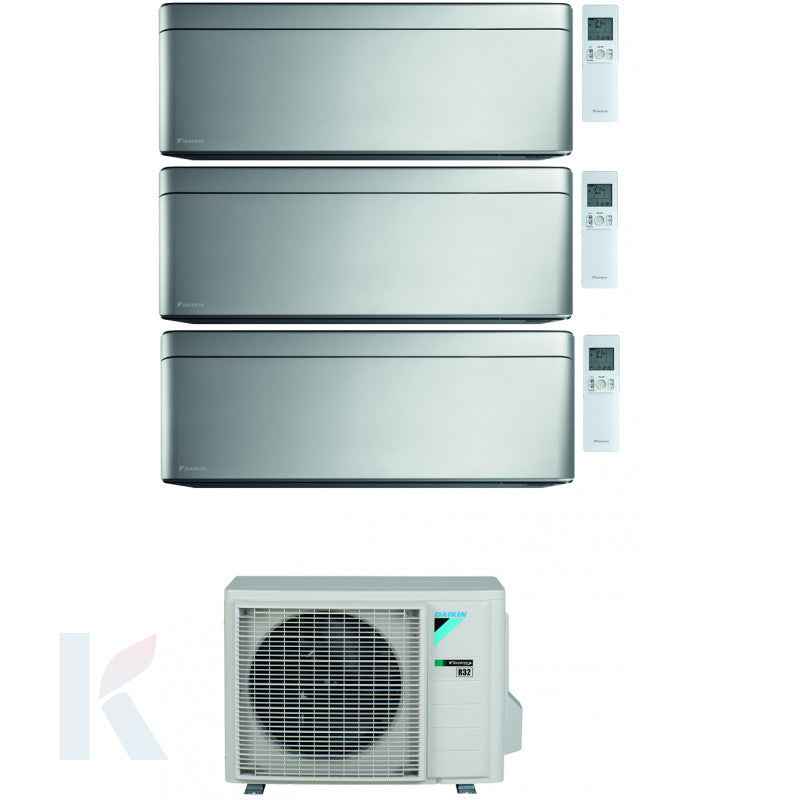 Solarics Daikin stilvolles Silber - 9000 + 9000 + 12000 BTU - ext. 3MXM52A9 – Multisplit-Set-Klimaanlage (3x1)